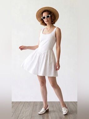 RETROD White Basque Waist Mini Dress